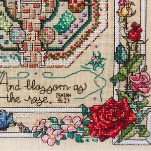 Completed Counted Cross Stitch Framed Rose Garden by Sandy Orton Isaiah ￼35:1